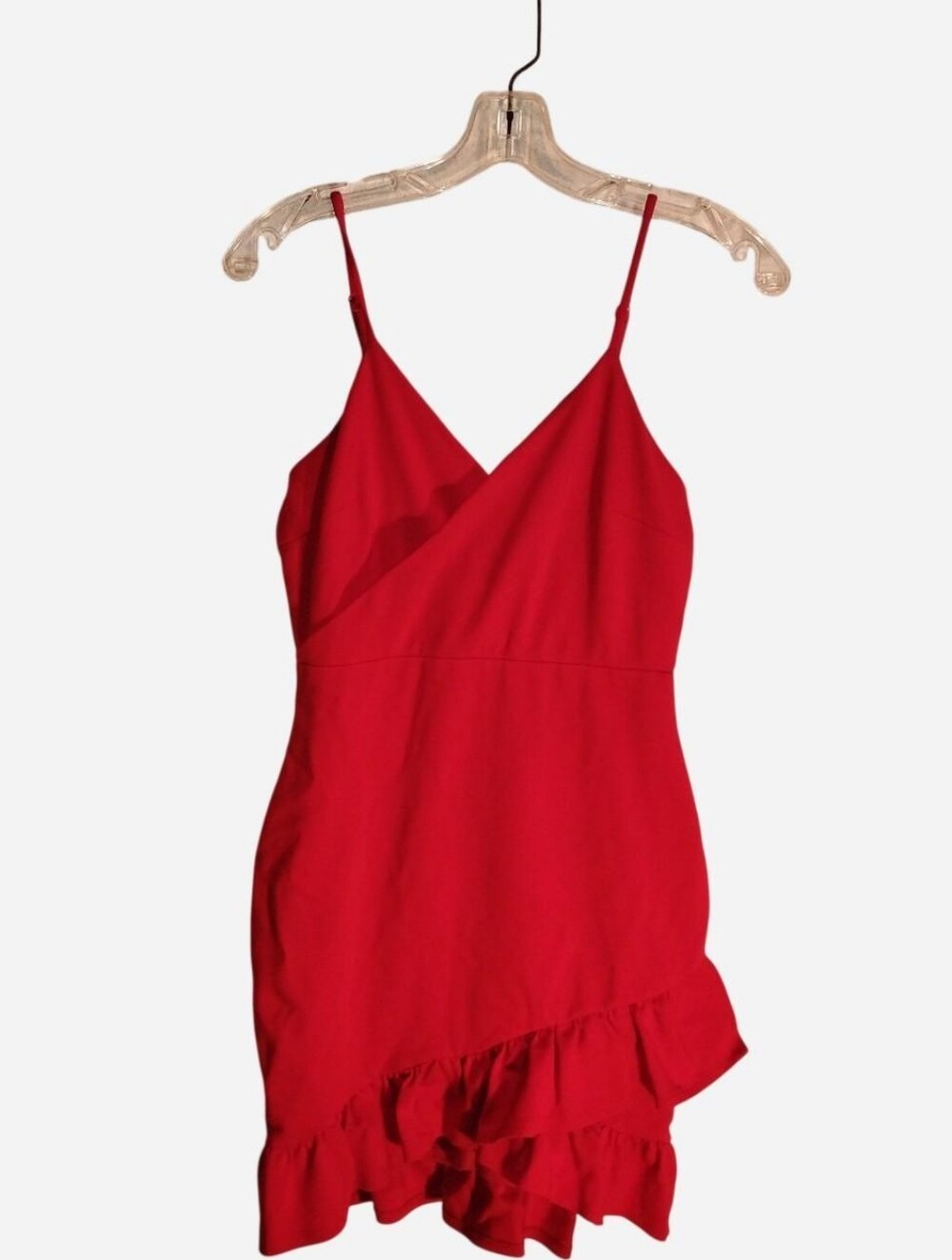 Lulus Red Sleeveless Ruffled Cocktail Dress, Size Small